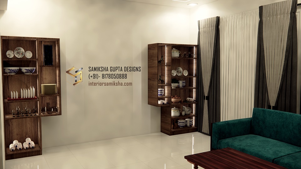 crockery unit with glass shutters
